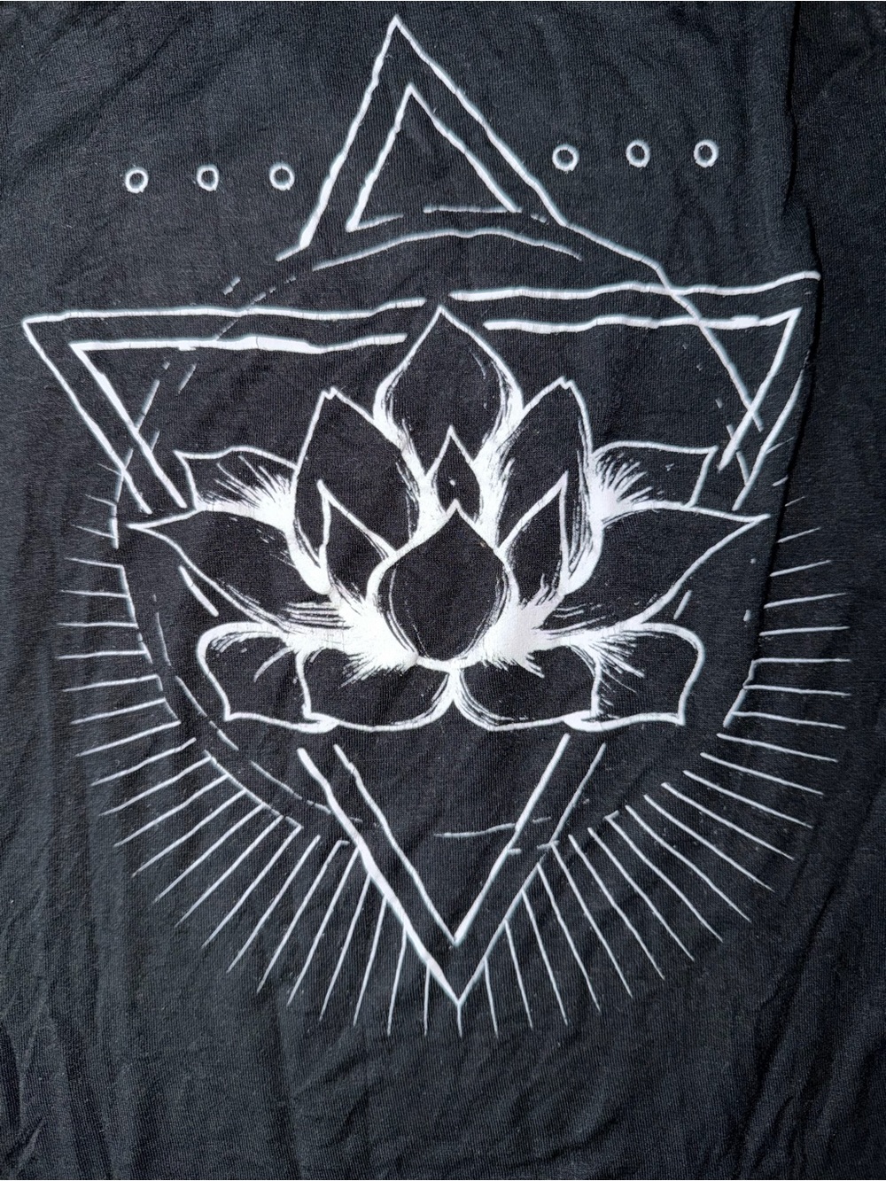Miken “create your calm” Lotus Black Tank Top with White Lotus Graphic - Picture 2 of 4